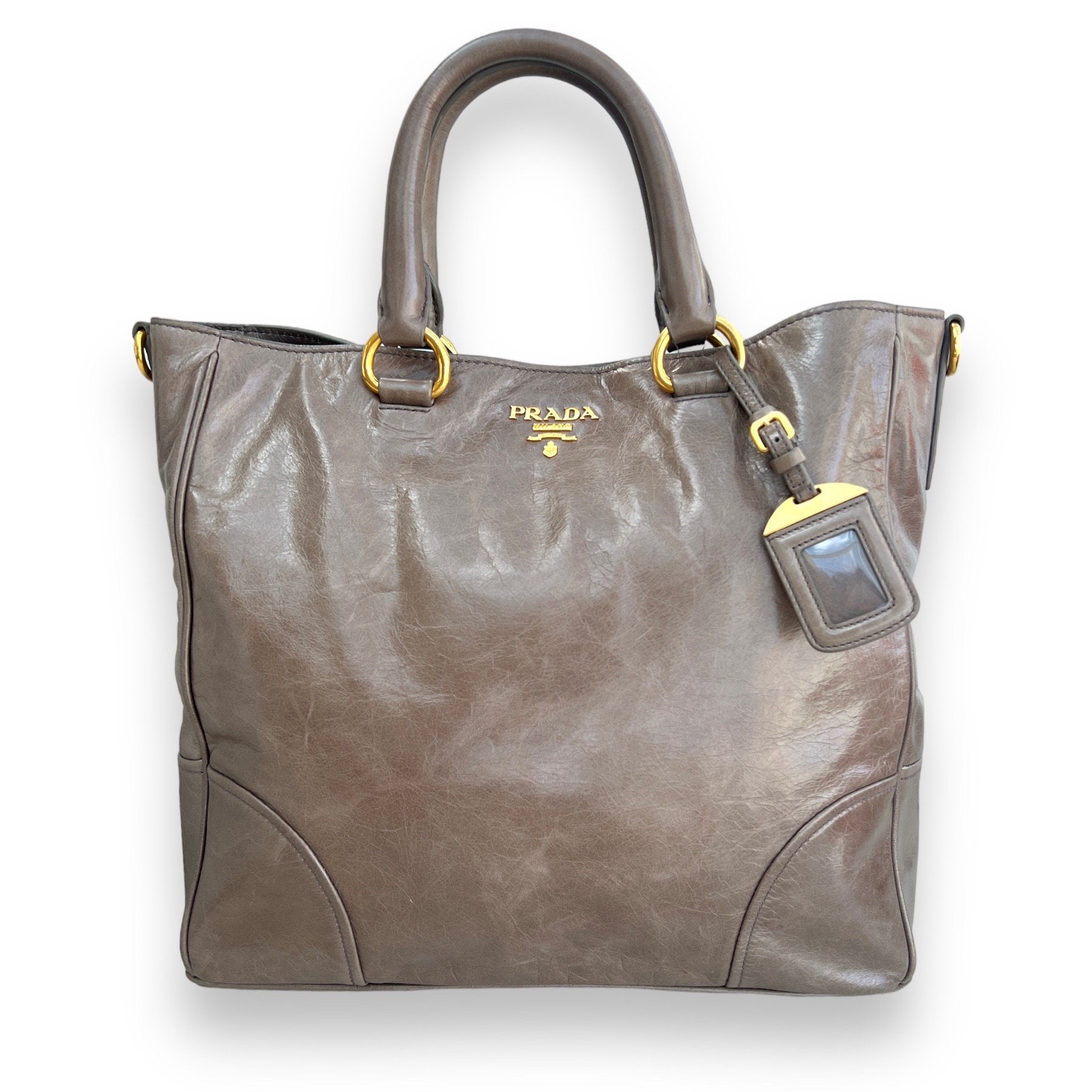 Prada Handbag Vitello Shine Top Handle Authenticity Docs & 