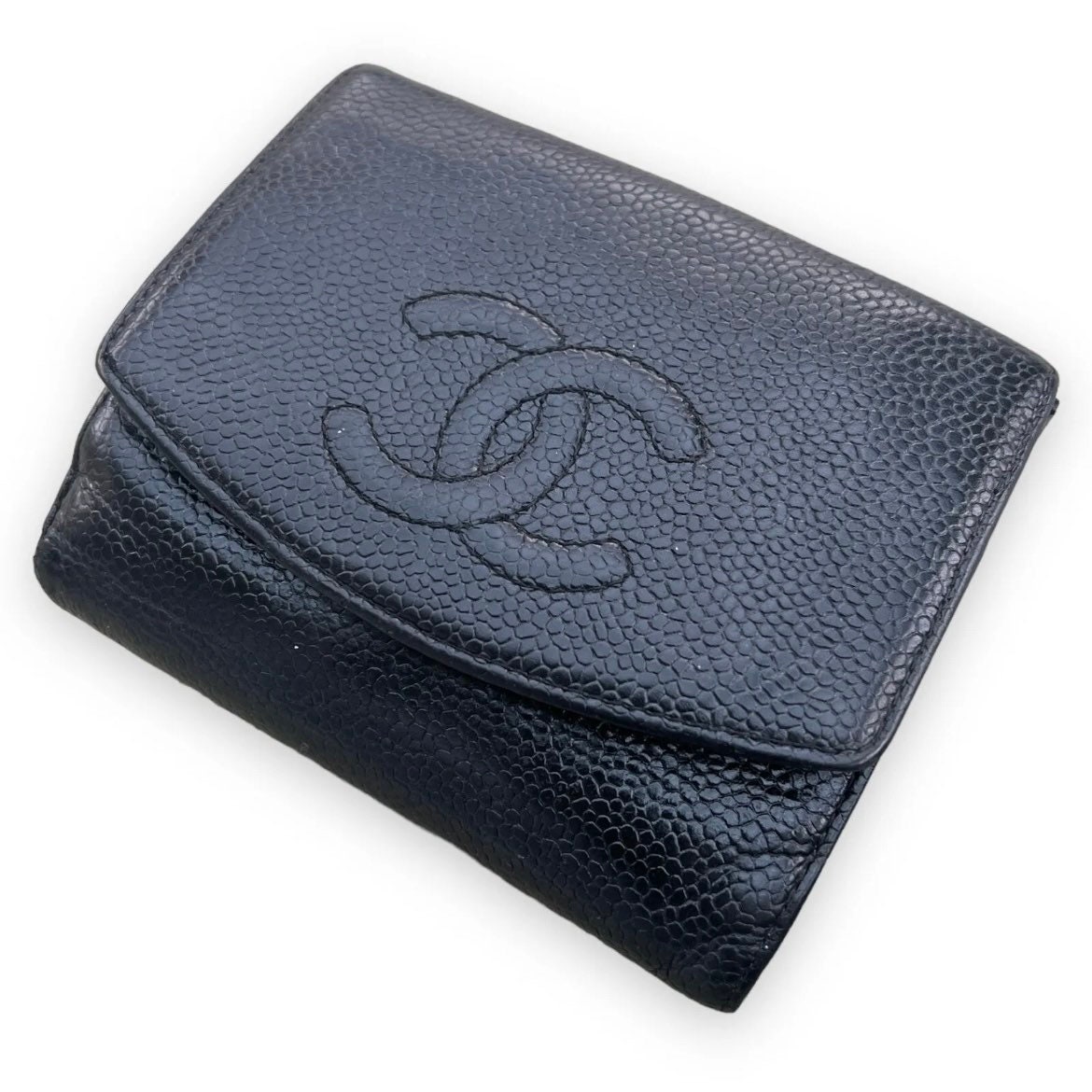 Authentic, Chanel trifold, black soft leather wallet Authenticity card  included