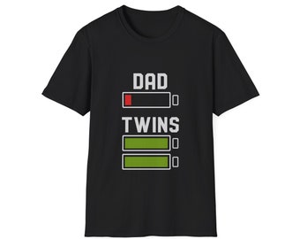 tired dad and energized twins softstyle T-Shirt, Loving dad and full of love twins shirt.