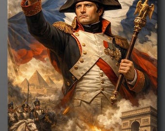 Napoleon Bonaparte Canvas Art - French Emperor Portrait Wall Decor- Military Leader Painting - Historical Victory Art - Unique Man Cave Gift