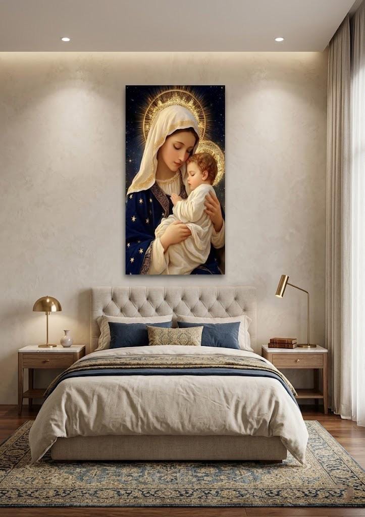 Virgin Mary Baby Jesus Religious Canvas Wall Art Print - Sacred Madonna ...