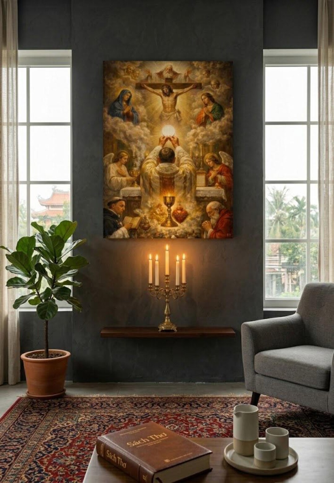 Holy Eucharist Canvas Print, Jesus Christ Catholic Wall Art, Sacred ...