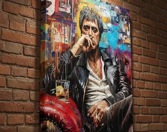 Bold gangster portrait – A canvas print of a mysterious, cinematic man, perfect for modern and luxurious home decor.