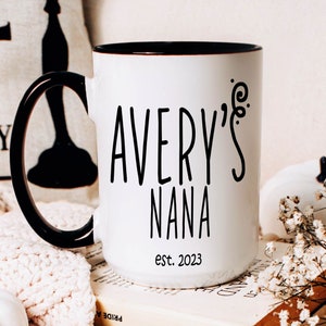 First Time Nana Mug With Custom Name And Year, Personalized New Nana Gift For First Grandkid, Custom Nana Mug With Baby's Name For Christmas