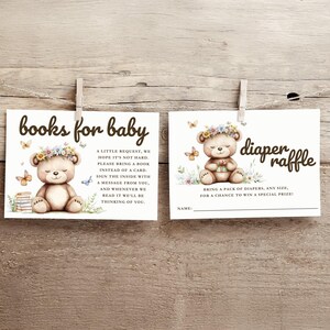 Bewerkbare We Can Bearly Wait Behuizingskaarten babyshower, aangepaste meisjesteddybeer babyshower stationair, wilde bloemen canvassjabloon BAB-100