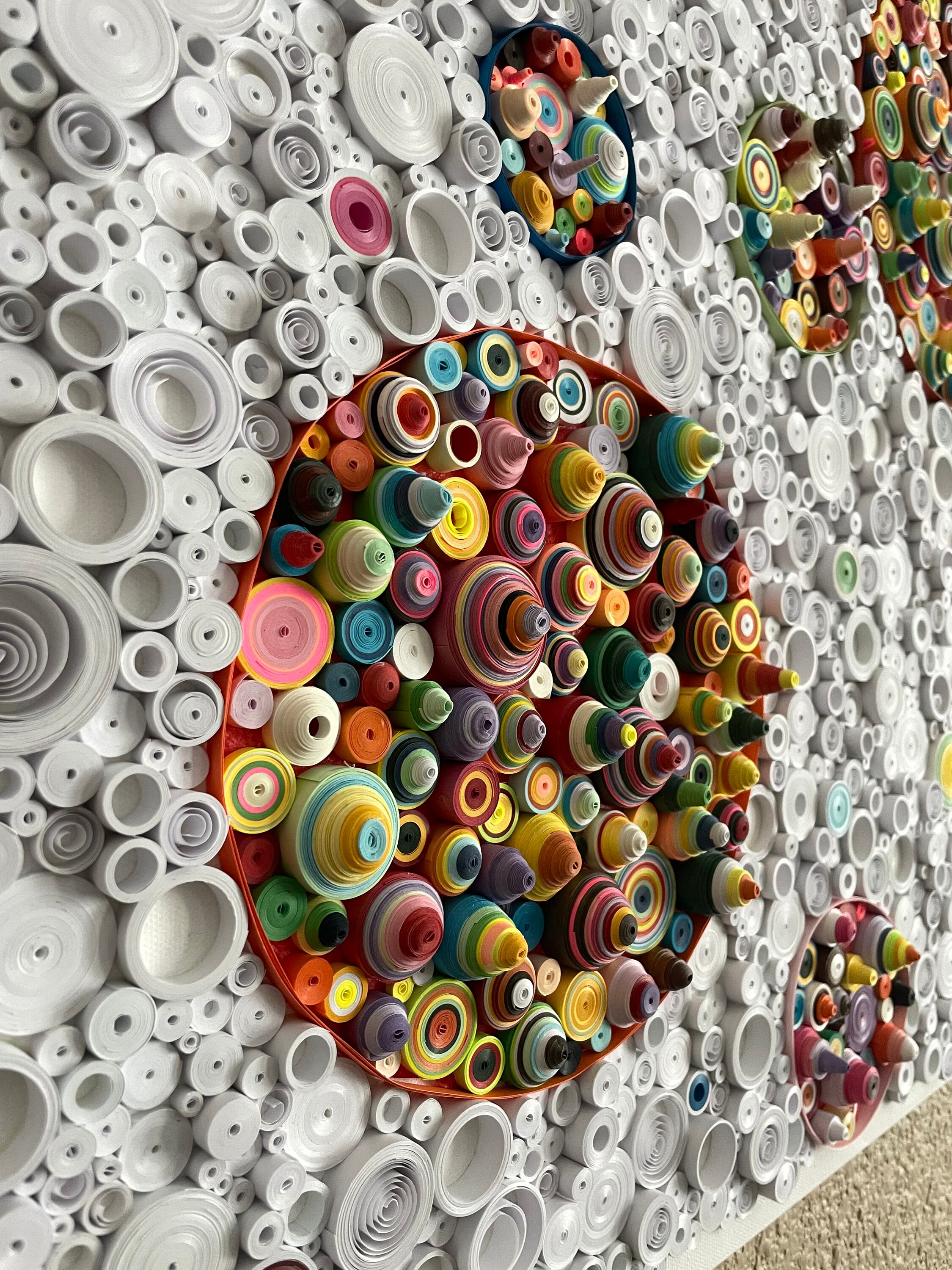 Handmade Art, Quilled Canvas Art, Rolled Paper Wall Art, Circle Art