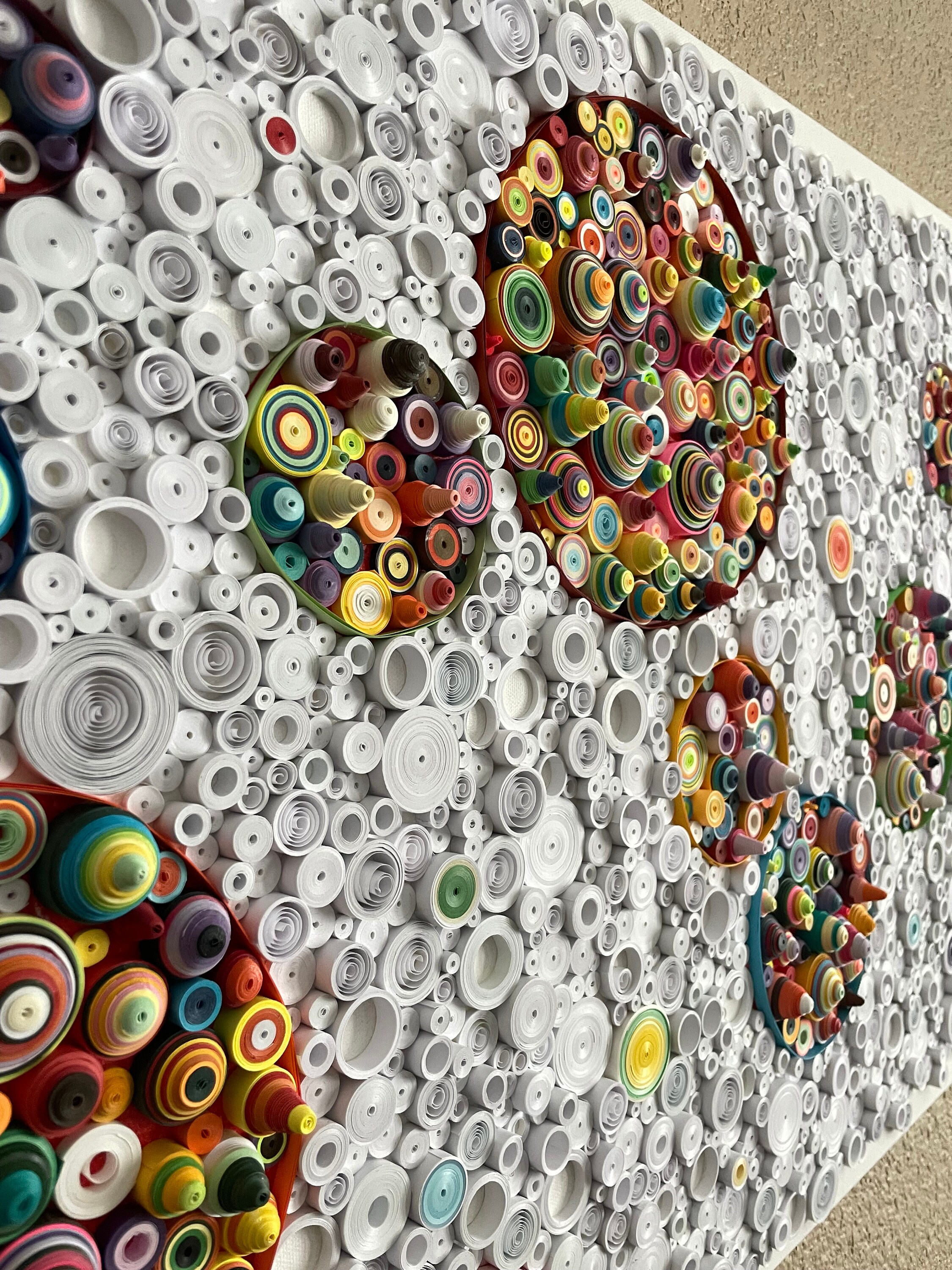 Handmade Art, Quilled Canvas Art, Rolled Paper Wall Art, Circle Art