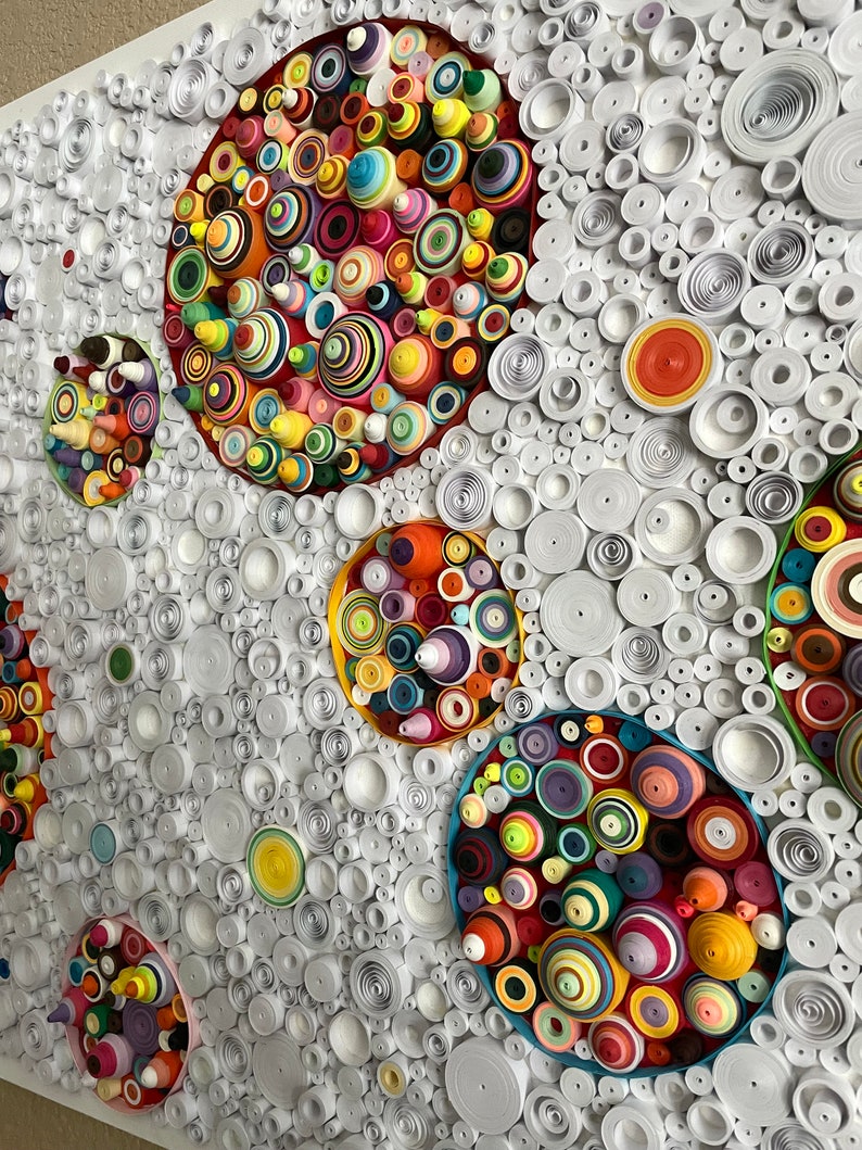 Handmade Art, Quilled Canvas Art, Rolled Paper Wall Art, Circle Art