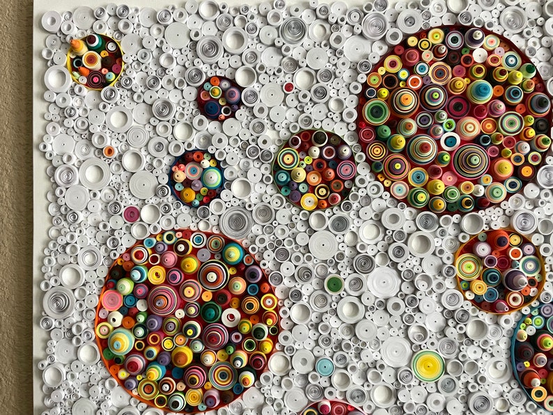 Handmade Art, Quilled Canvas Art, Rolled Paper Wall Art, Circle Art