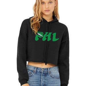 PHL Iggles 80's font Crop Top Hooded Sweatshirt