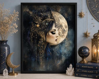 Selene Wall Art - Moon Goddess Fine Art Print, Dark Fantasy Gothic Decor #2