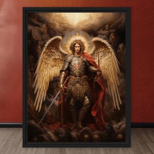 Archangel St. Michael #1, Fine Art Print, Canvas, Optional Framing, Christian Wall Decor, Sacred Religious Artwork, Divine Protection Art