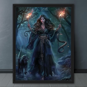 Hecate, Goddess of Witchcraft #3, Fine Art Print, Canvas, Framing Optional, Mysticism Poster, Pagan Witch Wall Art, Mythic Magic Print