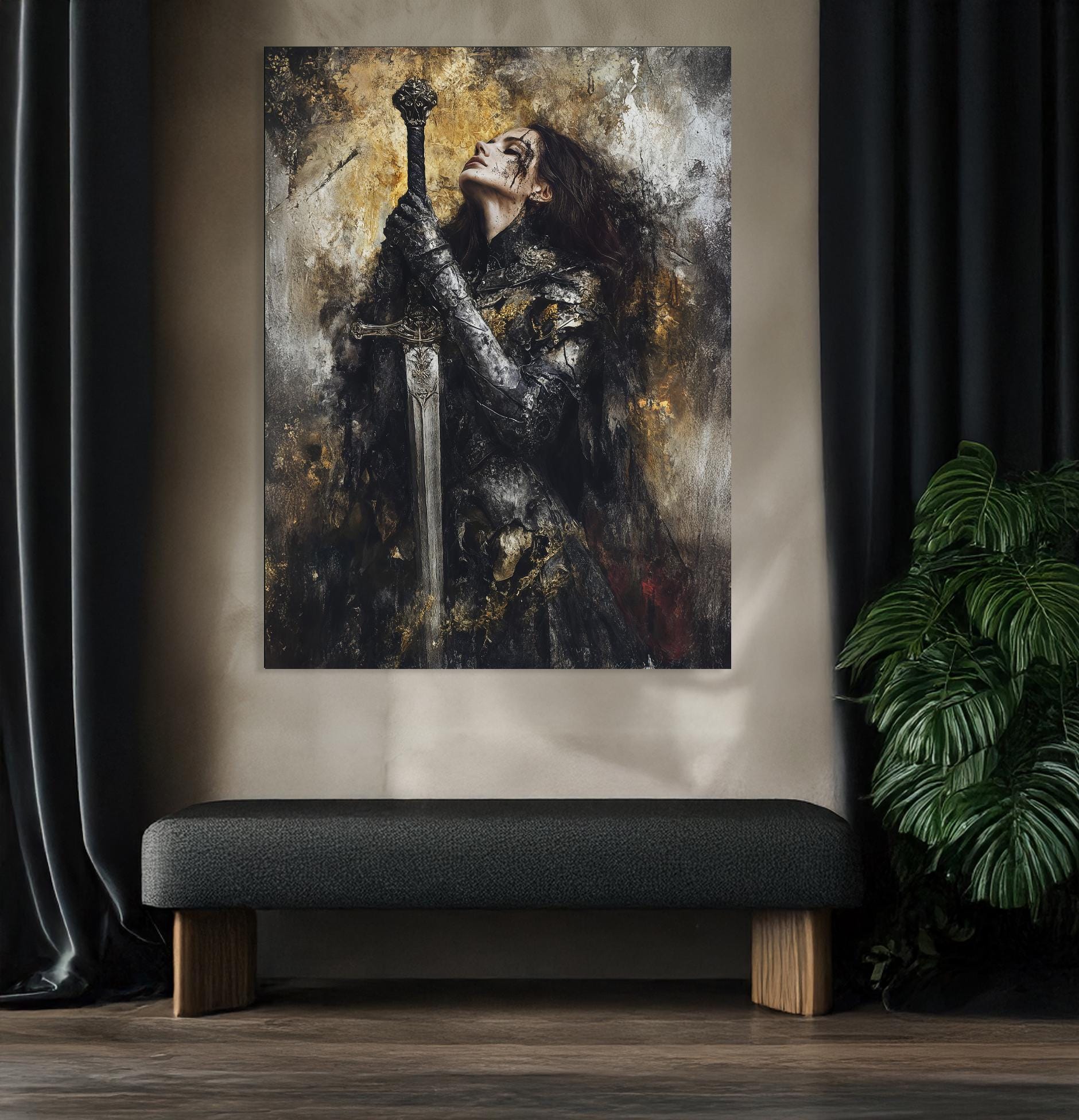St. Joan of Arc Fine Art Print – Abstract Medieval Warrior Wall Decor ...