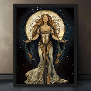 Selene, Greek Moon Goddess 1, Fine Art Print, Canvas, Framing Optional,  Art Print, Divine Feminine Moon Art, Celestial Mythology Wall Decor