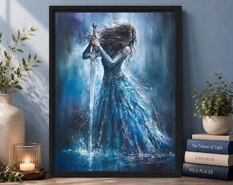 Lady of the Lake Excalibur Art Print – Arthurian Legend Fantasy Wall Decor #1