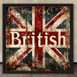 British Grunge Union Jack Flag #1, Fine Art Print, Canvas, Framing Optional, United Kingdom Poster, British Culture Wall Art, England Poster