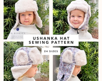 Ushanka hat sewing pattern 24 sizes with photo instructions