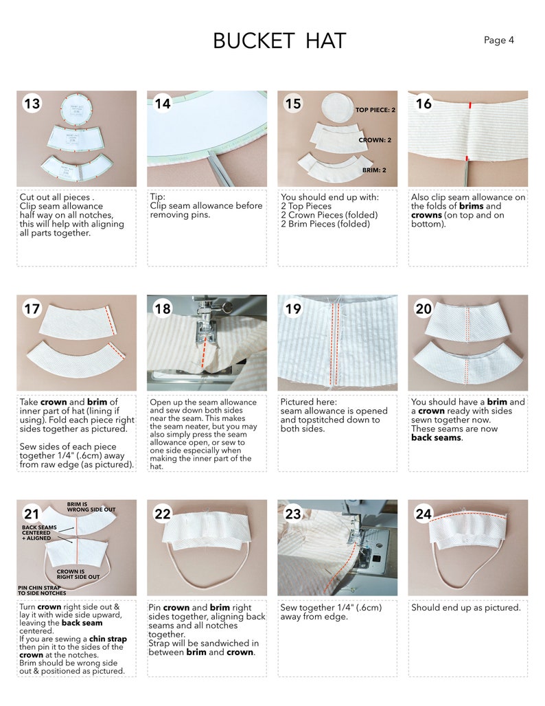 Bucket hat sewing pattern with photo instructions image 8