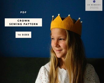 Fabric Crown Sewing Pattern with Photo Instructions 16 sizes