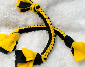 Black and Gold Fleece Dog Toy Fleece Rope Dog Toy handmade dog toy Pittsburgh inspired dog toy