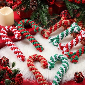 Christmas Dog Toys Rope Dog Toy Candy Cane Dog toys rope chew toy Christmas toy for dog