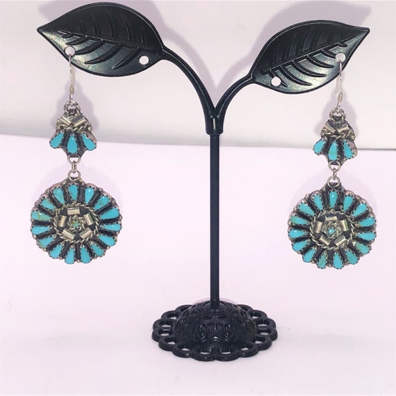 Vintage Navajo Sterling Silver Natural Turquoise … - image 1