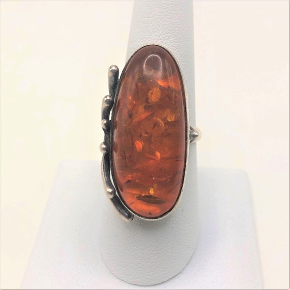 Vintage 1960s Baltic Amber Sterling Silver Modern… - image 2