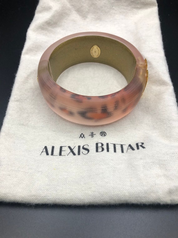 Vintage ALEXIS BITTAR Lucite Leopard  Printed Hing