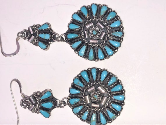 Vintage Navajo Sterling Silver Natural Turquoise … - image 4