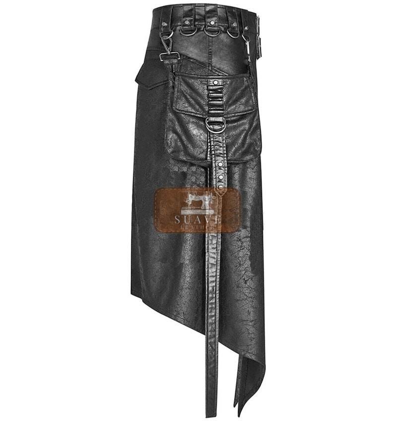 Mens Leather Gothic Long Kilt Leather Half Skirt Kilt Etsy