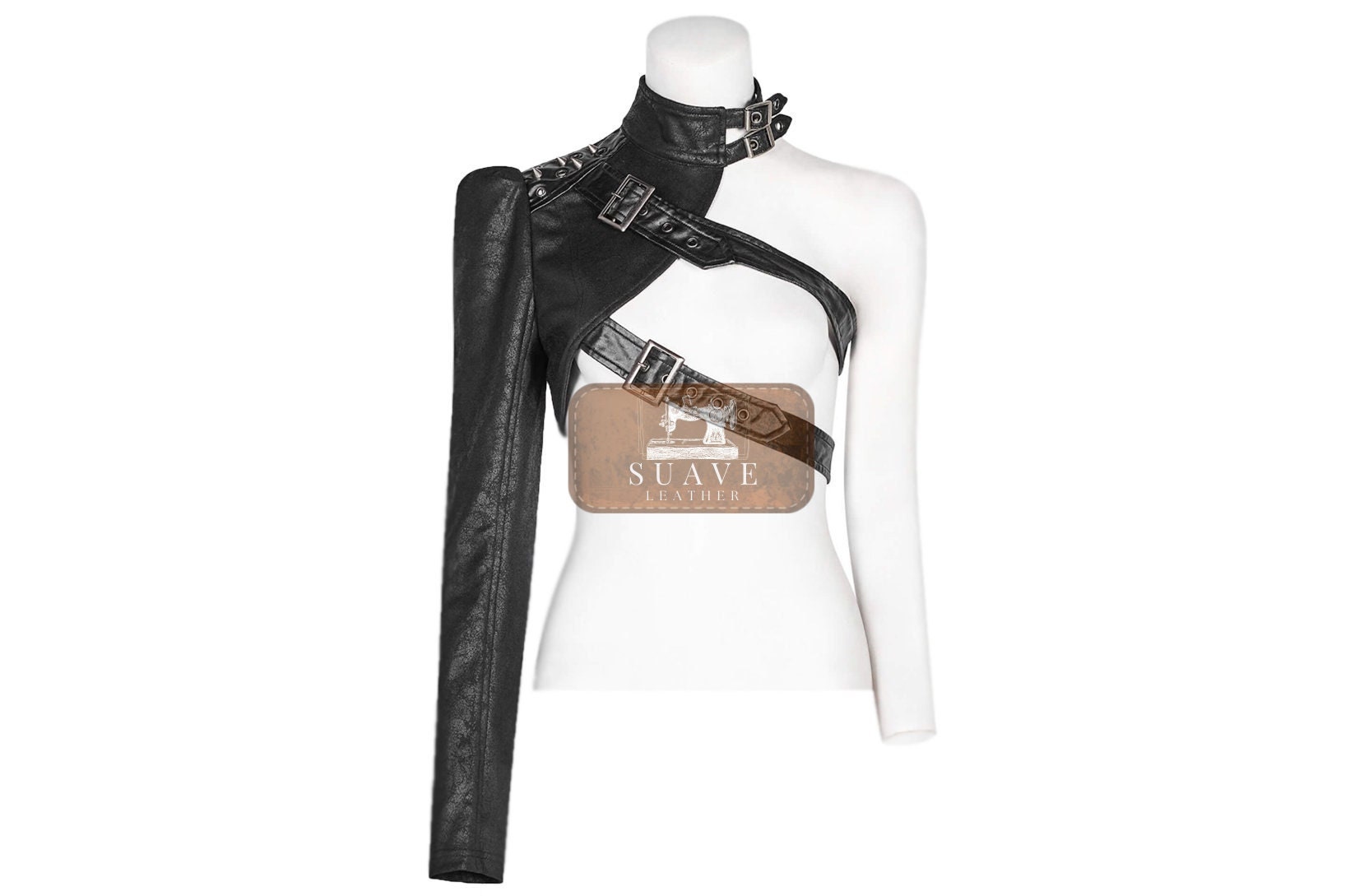 Leather One Shoulder Sleeve Etsy