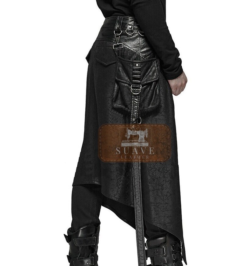Mens Leather Gothic Long Kilt Leather Half Skirt Kilt Etsy