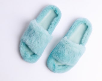 Real Mink Fur slides, Real fur slippers, Mink fur slides, Real Fur Slides in mink full skin, Mink flip flop sandal, Summer mink fur slides