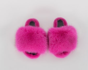 Real Mink Fur slides, Real fur slippers, Mink fur slides, Real Fur Slides in mink full skin, Fur slippon,  Mink flip flop sandal, Fur slides