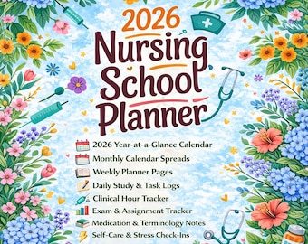 2026 Nursing School Planner | Clinical & Study Tracker (PDF)