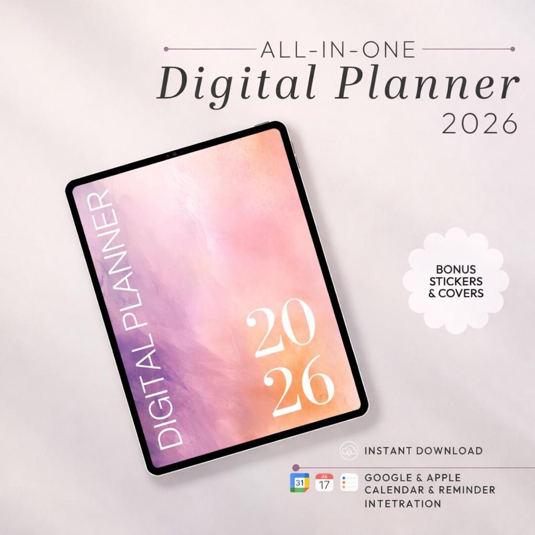 2026 Digital Planner Portrait for Ipad, Hyperlinked PDF for Goodnotes ...
