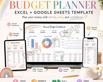 Budget Planner Spreadsheet | Excel & Google Sheets Budget Template