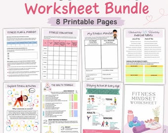 Fitness Mindset Templates, Wellness Goal Planner, Workout Motivation Pages, Healthy Habits Digital Download, Gym Reflection
