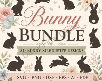 Paquete SVG de conejito ? Silueta de conejo SVG ? Imágenes prediseñadas de conejito de Pascua para Cricut | Archivos de corte de animales