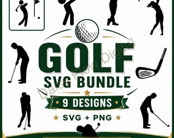 Golf SVG Bundle | Golfer Silhouette PNG & Cricut Sports Cut Files
