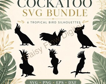 Cockatoo Silhouette Clipart Bundle | Digital Bird Graphics for Creative Projects