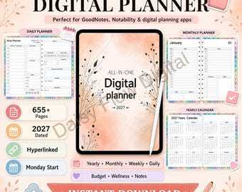 All-in-One Digital Planner 2027, Your Complete Digital Organizer for Planning the Year Ahead