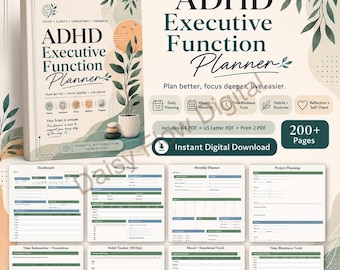 ADHD Executive Function Planner | Focus, Organization & Task Management for Adults