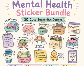 Mental Health Sticker Clipart | Supportive Wellness & Self-Care Graphics
