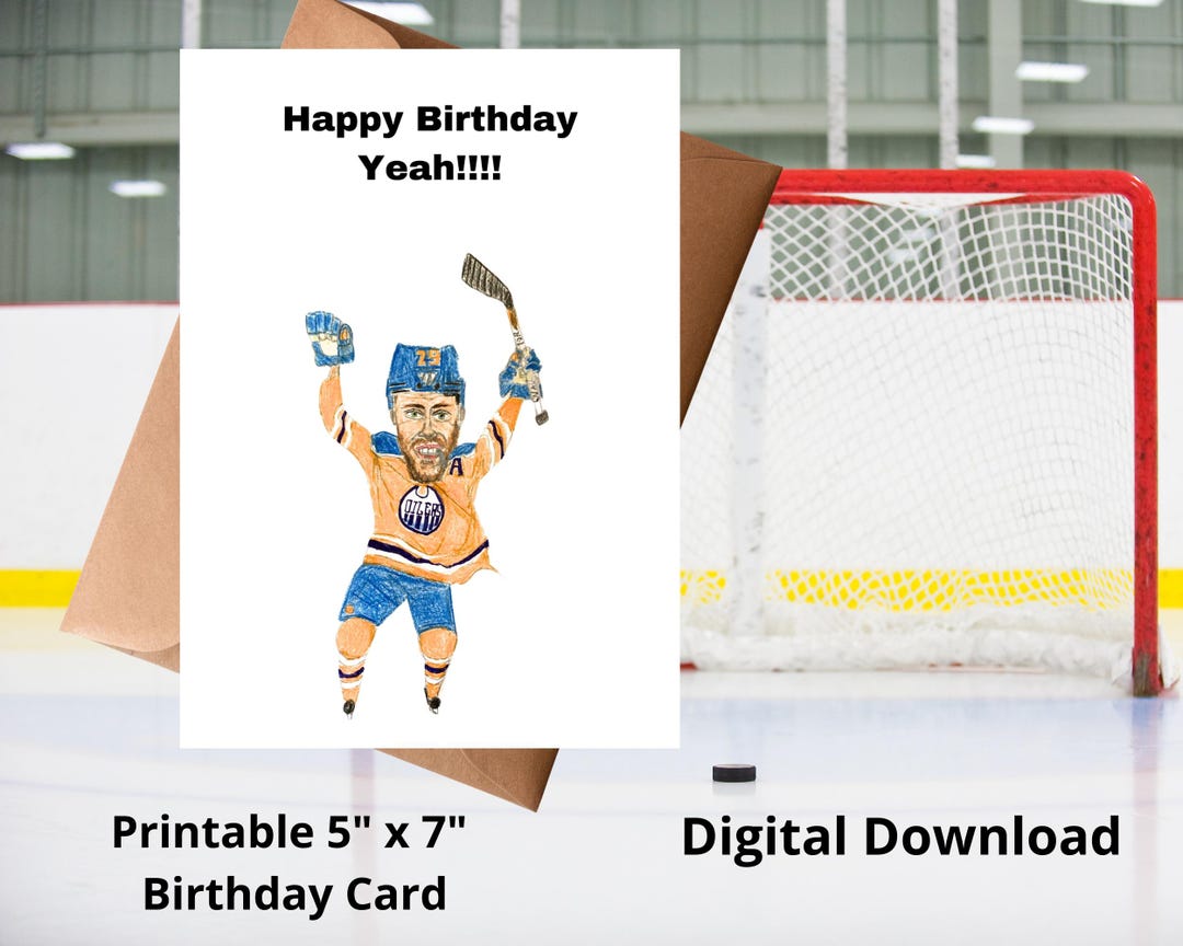 Printable Card, Leon Draisaitl, Hockey Birthday Card, Gift for Hockey ...