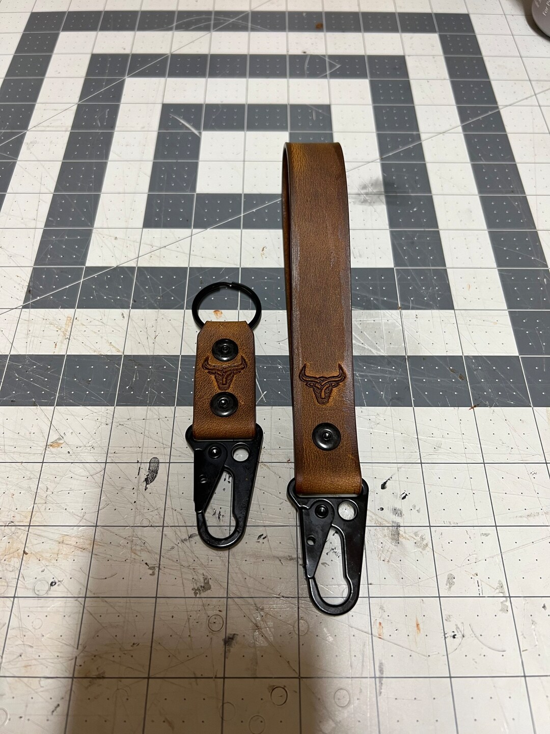 Heavy Duty Leather Keychain , Made in USA, Handmade Keychain, EDC