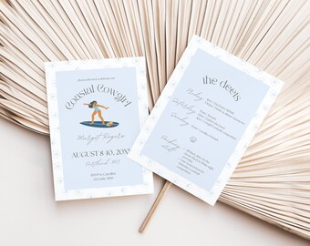 MARGOT | Coastal Cowgirl Bachelorette Invite, Last Toast on the Coast Bachelorette Invite, Bachelorette Itinerary Template, Canva Template