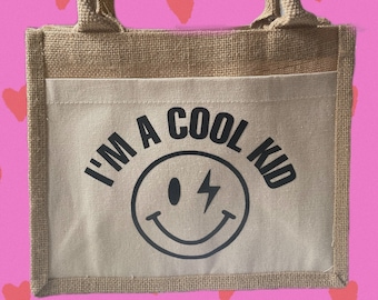 Cool Kid Bag - kleine jute tas met voorvak