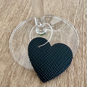 Leather wine ring/charms -hearts